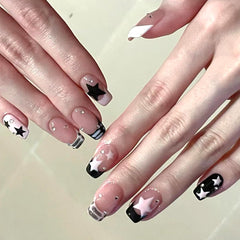 BSBTBZ Short Star nails coffin front view with a glossy finish for instant manicure.