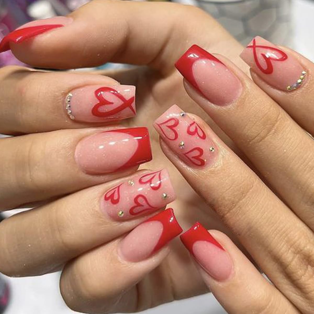 BSBTBZ square press on nails with French tip for a chic look