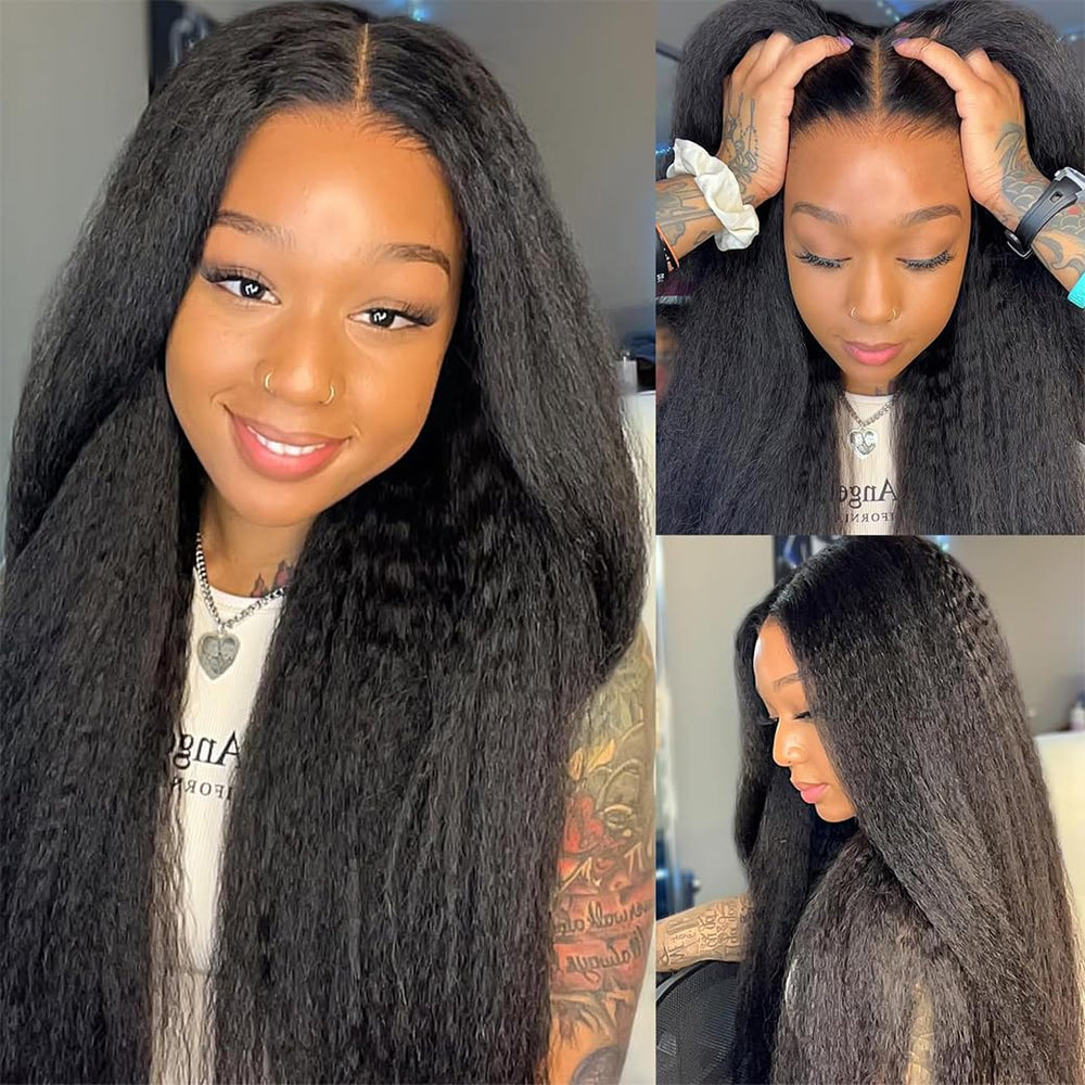 BSBU Kinky Straight bundles texture closeup reveals silky softness and shine.