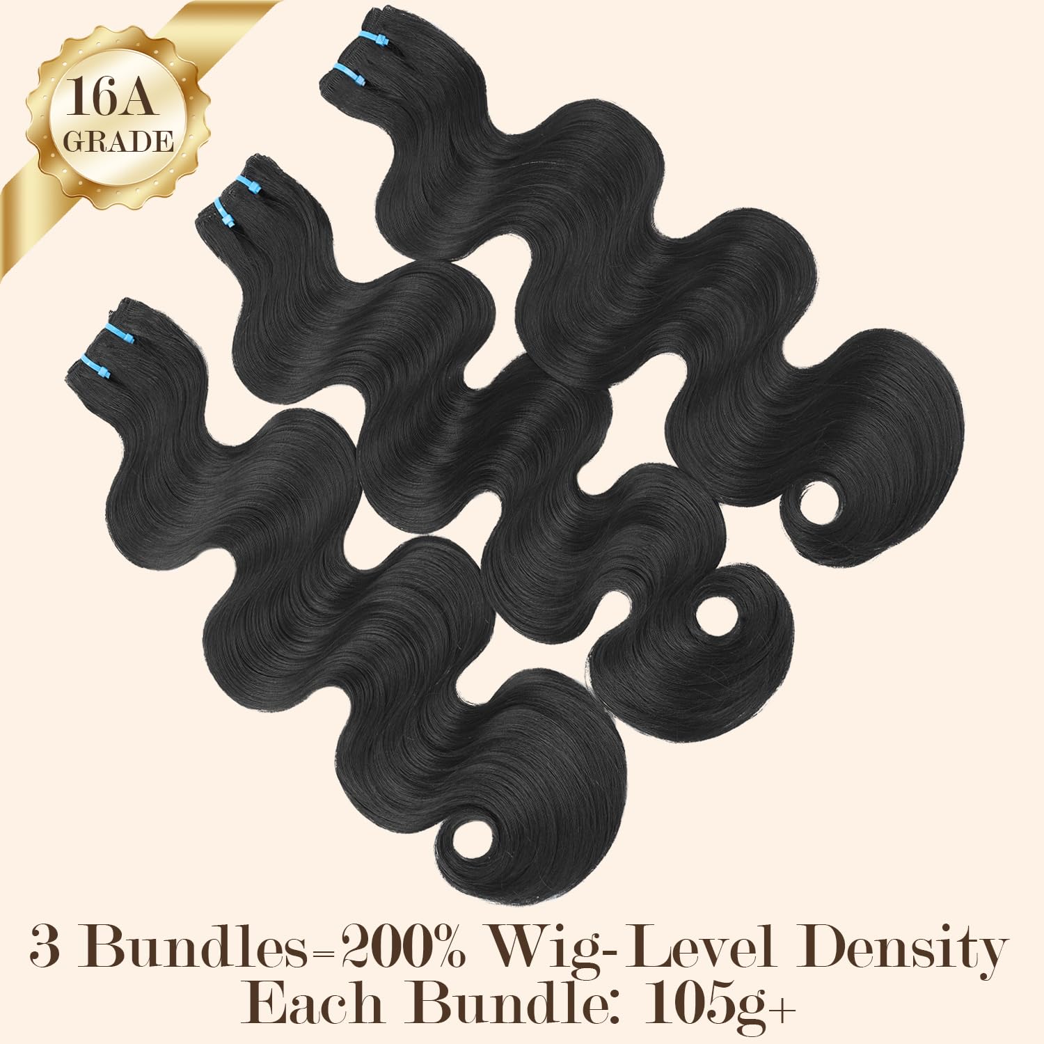BSQQ 16A body wave bundles close-up of silky hair texture