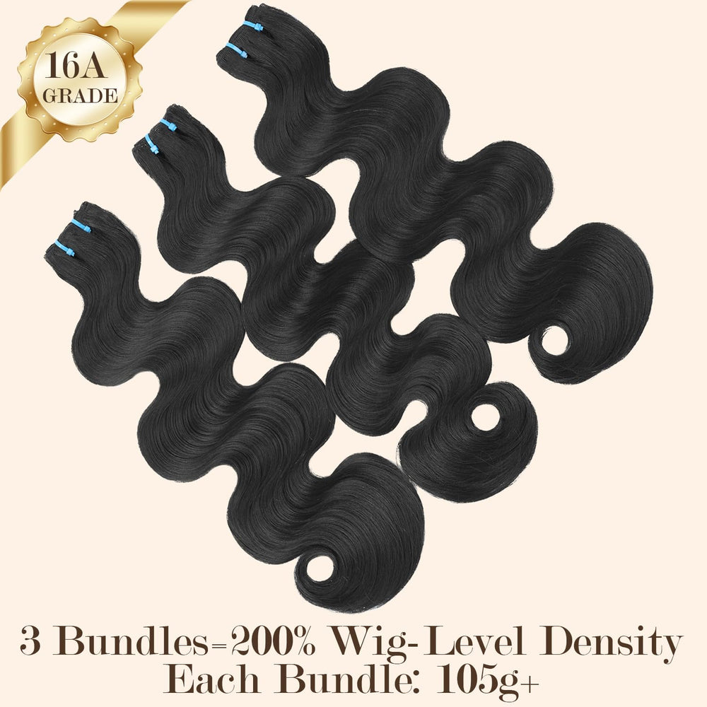 BSQQ 16A body wave bundles close-up of silky hair texture