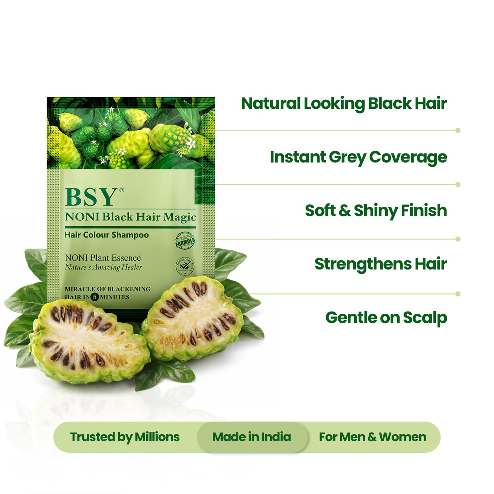 BSY Noni Black Hair Magic wash and rinse for clean color setting.