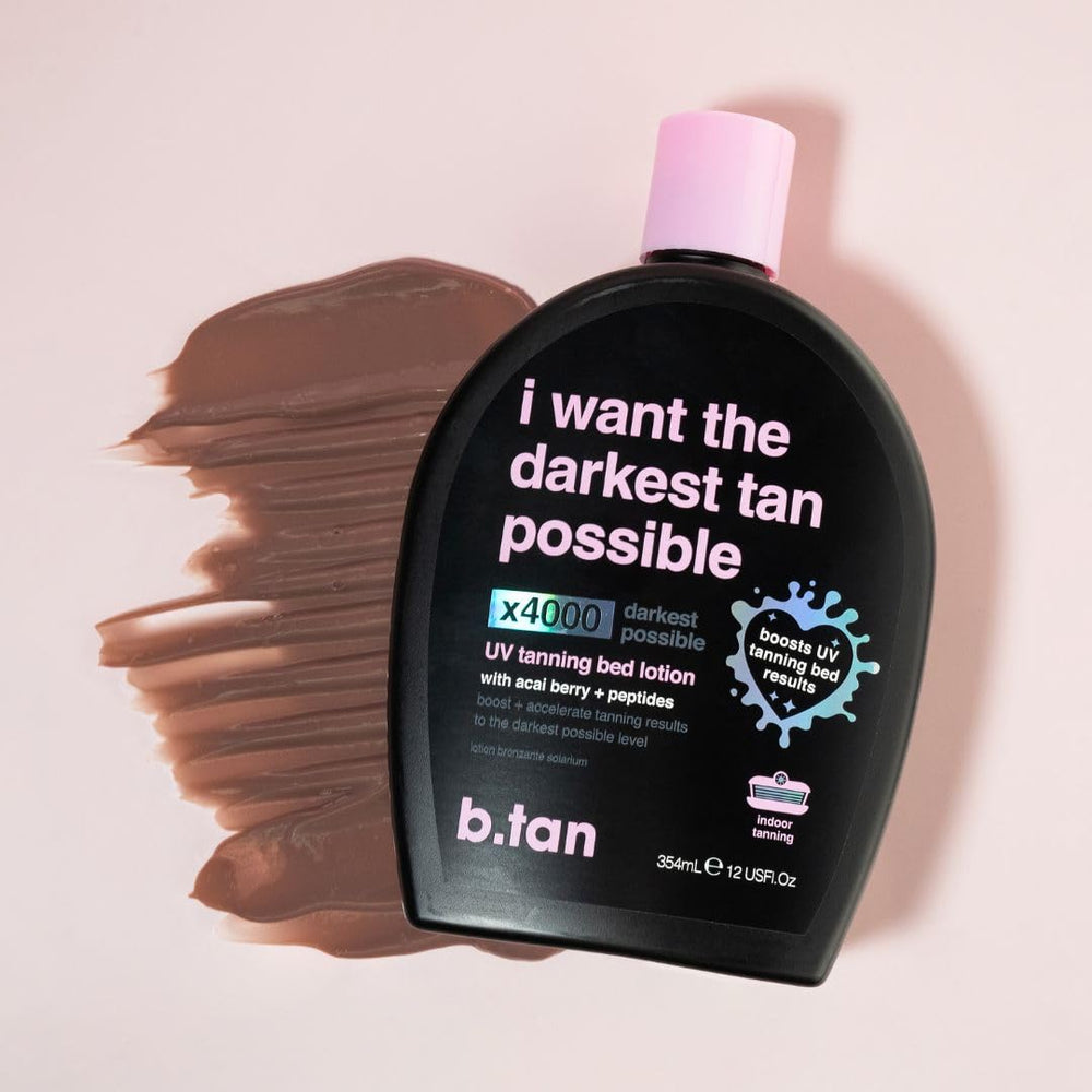 B.TAN easy-apply lotion for even coverage before sun or bed exposure.