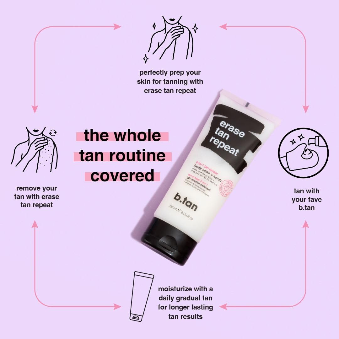 B.TAN exfoliating scrub grains closeup emphasizes effective skin renewal