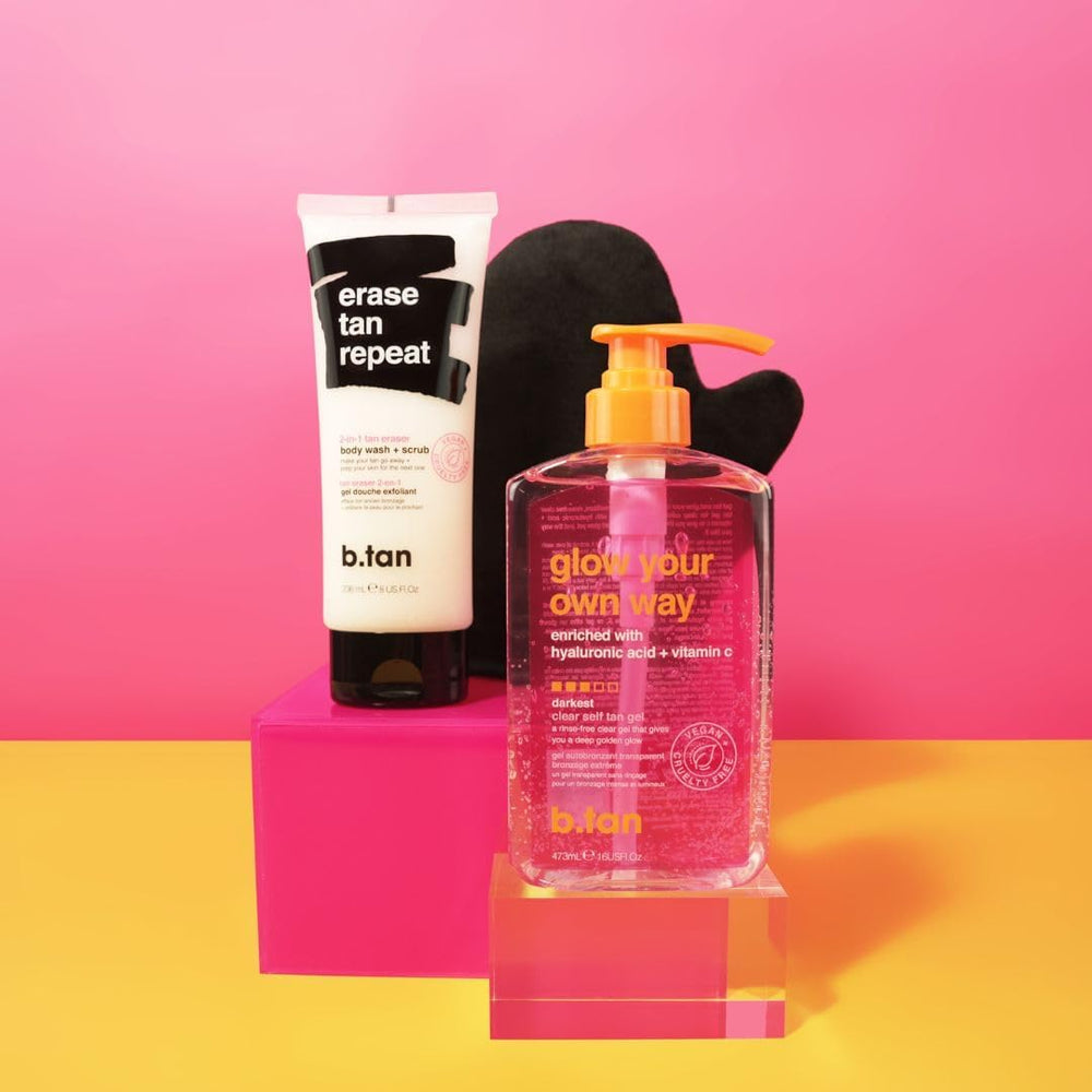 B.TAN scrub particles closeup highlights texture for exfoliation routines