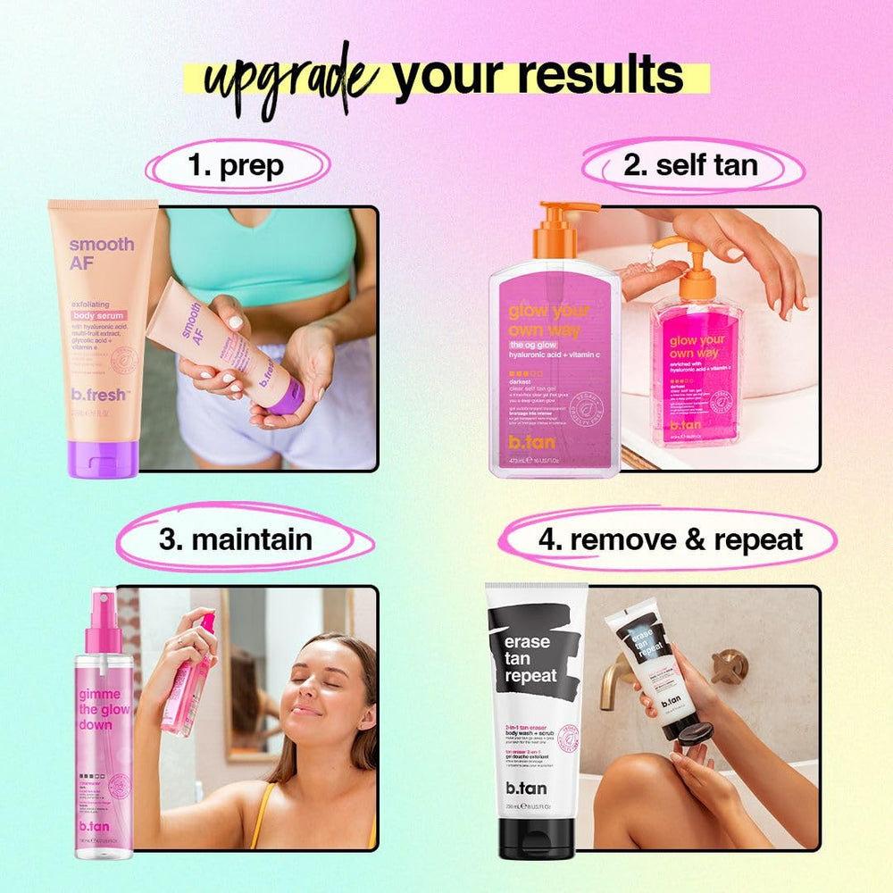 B.TAN transfer-resistant finish on skin after dry.