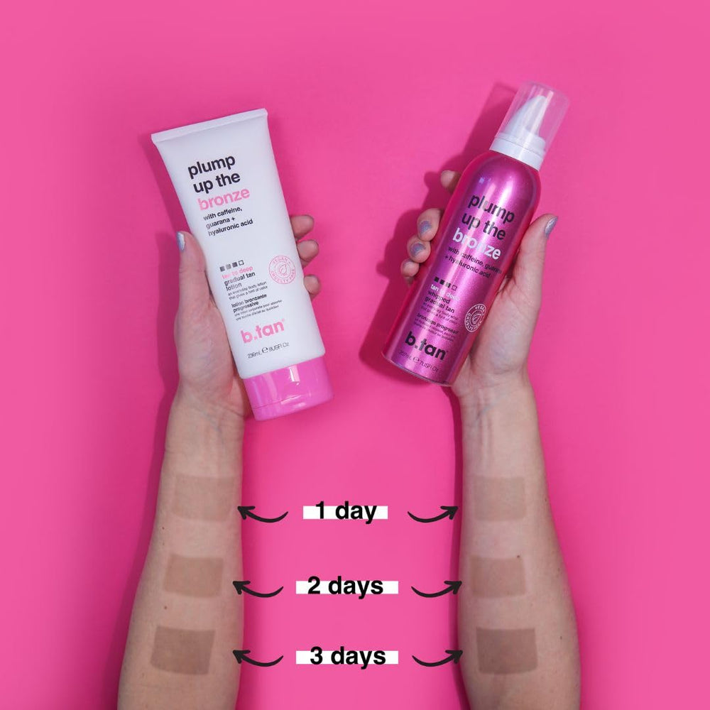 B.TAN vegan cruelty-free label signals ethical self-tanning.