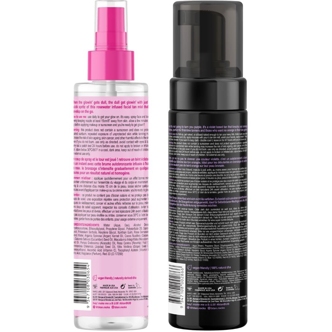 B.TAN Violet self-tan foam bottle ready for quick, even coverage.