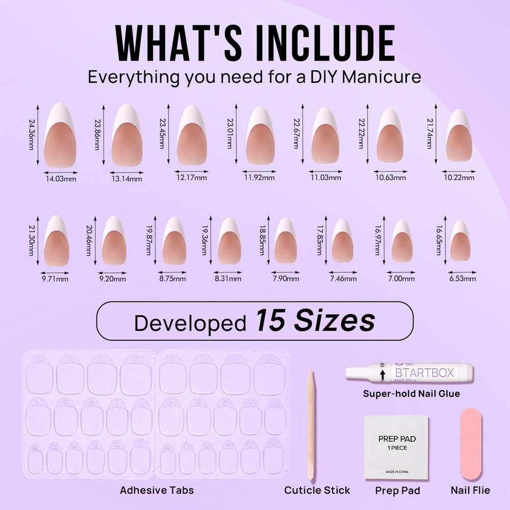 BTArtbox 15 nail sizes with storage box for a custom fit