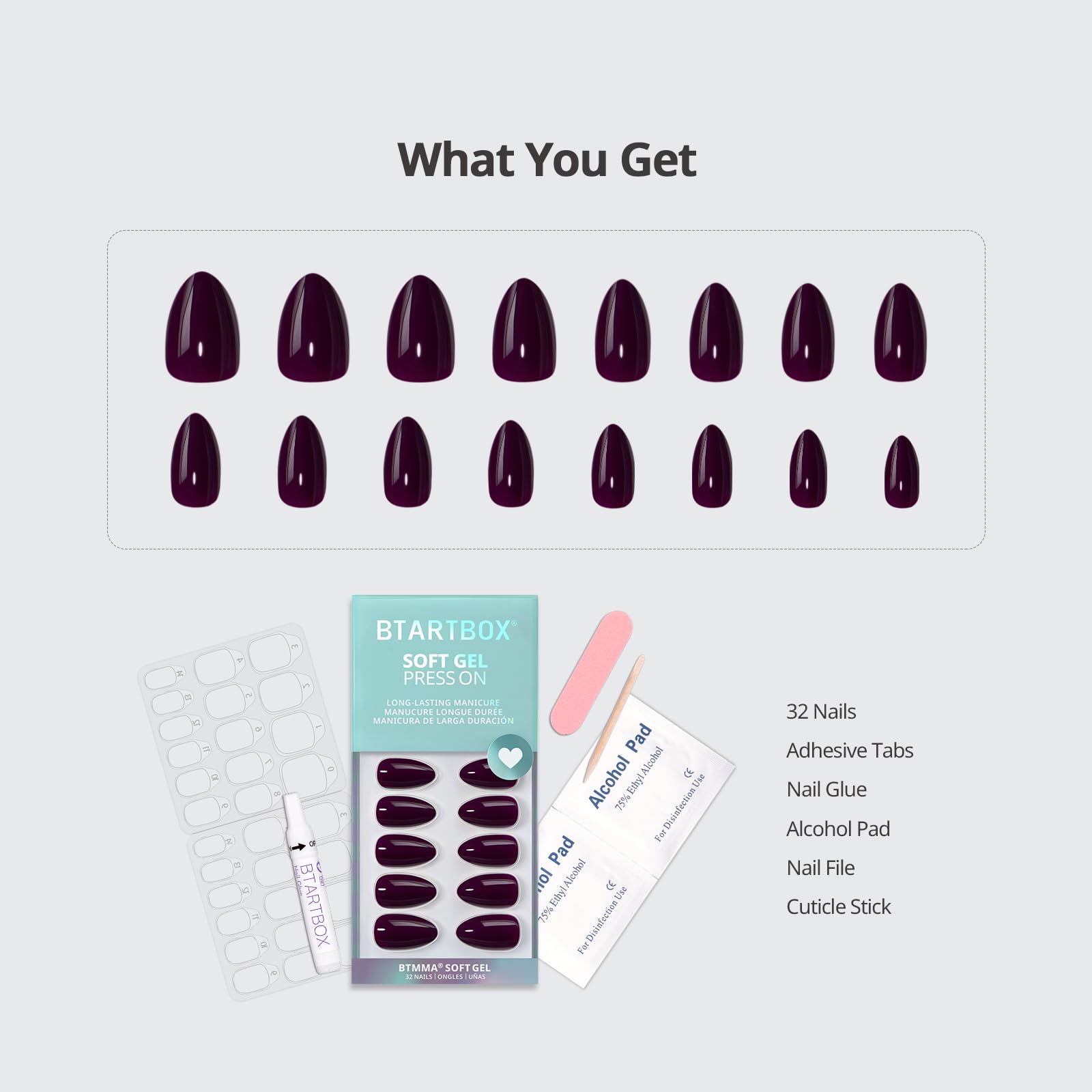 BTArtbox 16 sizes nails chart for a precise, universal fit