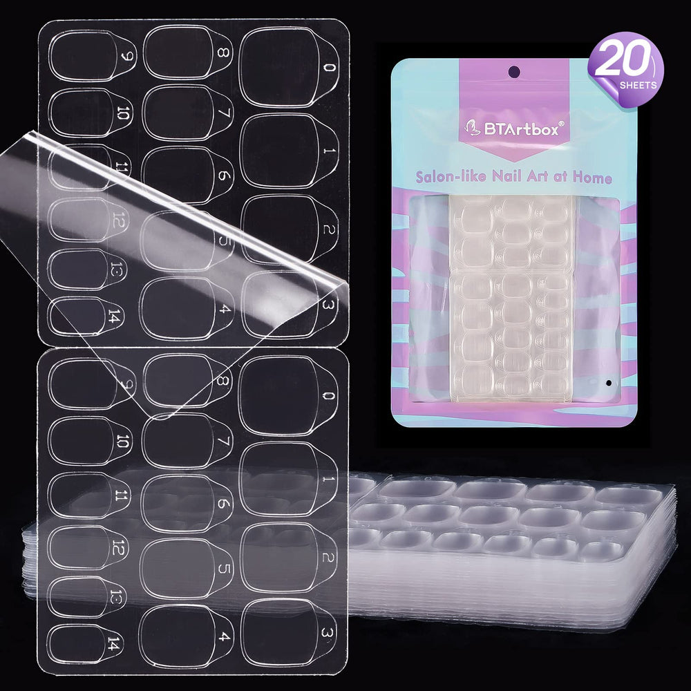 BTArtbox adhesive tabs with 20 sheets and 15 sizes for precise nail fit