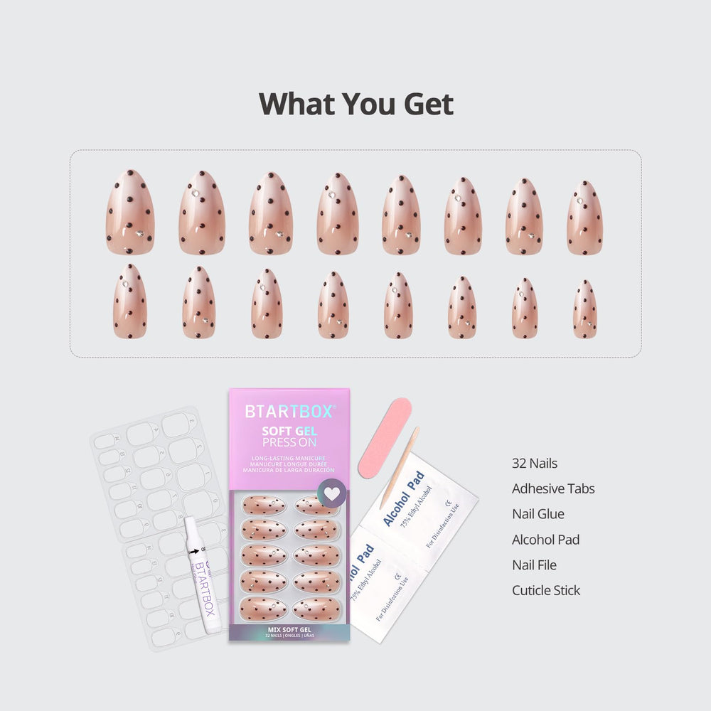 BTArtbox 16-size range shown to fit a variety nail shapes.