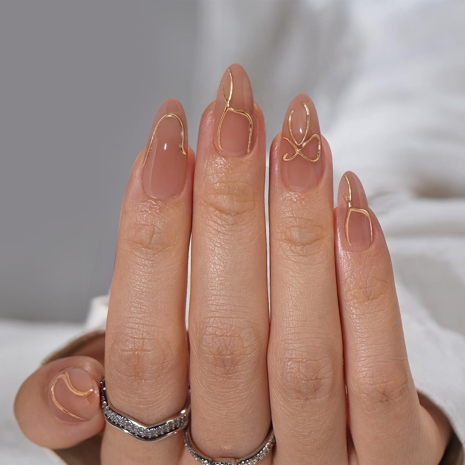 BTArtbox Almond Press On Nails 15 sizes for a perfect fit