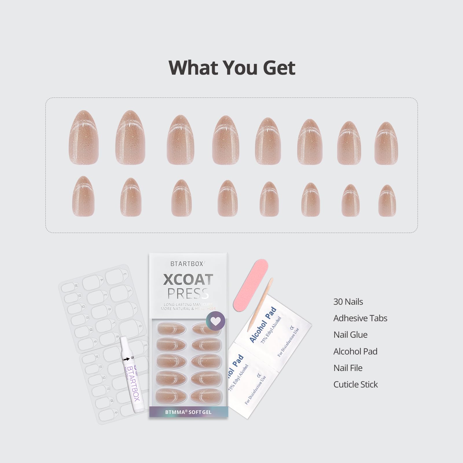 BTArtbox almond press-on nails demonstrate long wear under daily activities