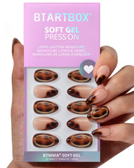 BTArtbox almond press on nails with amber hoops for natural, polished daily wear