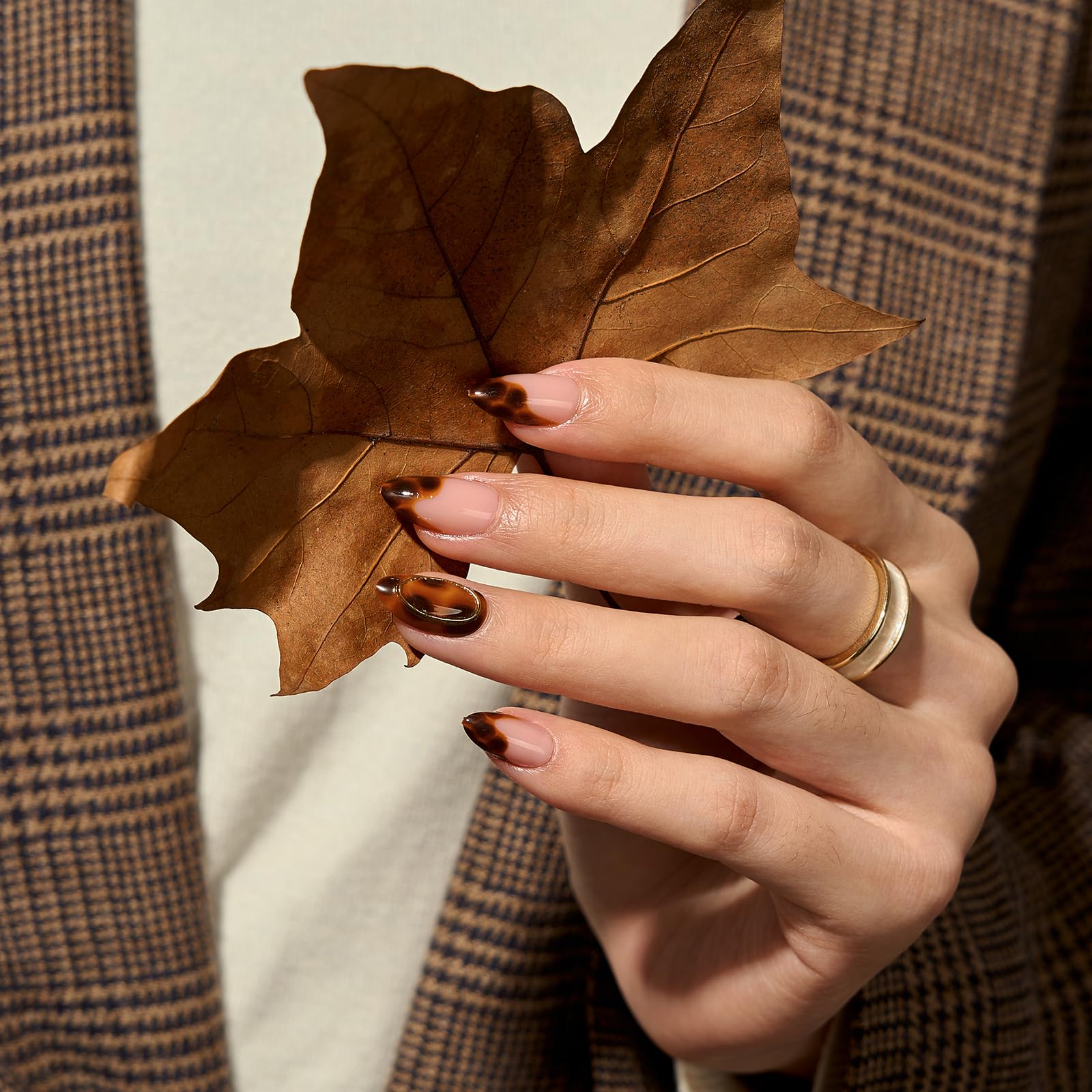 BTArtbox almond press on nails in tortoise shell for quick at-home manicure