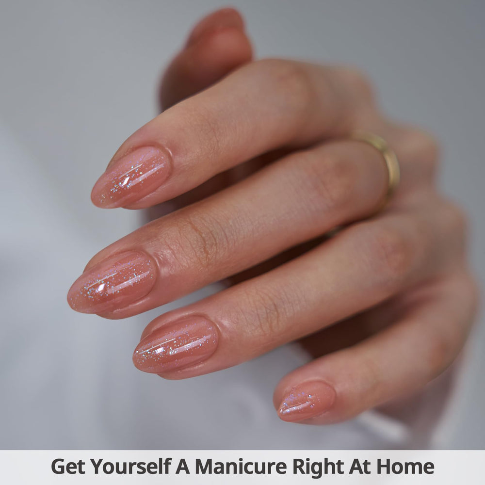 BTArtbox almond-shape nails close-up with natural-looking finish.
