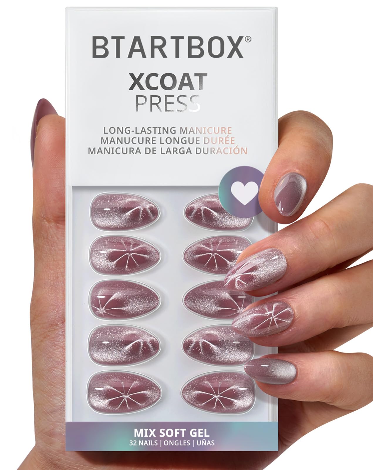 BTArtbox Berry Spark glitter almond nails for a long-lasting DIY manicure
