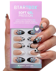 BTArtbox Bessie & Bestie nails with 3D flower almond tips for chic style.