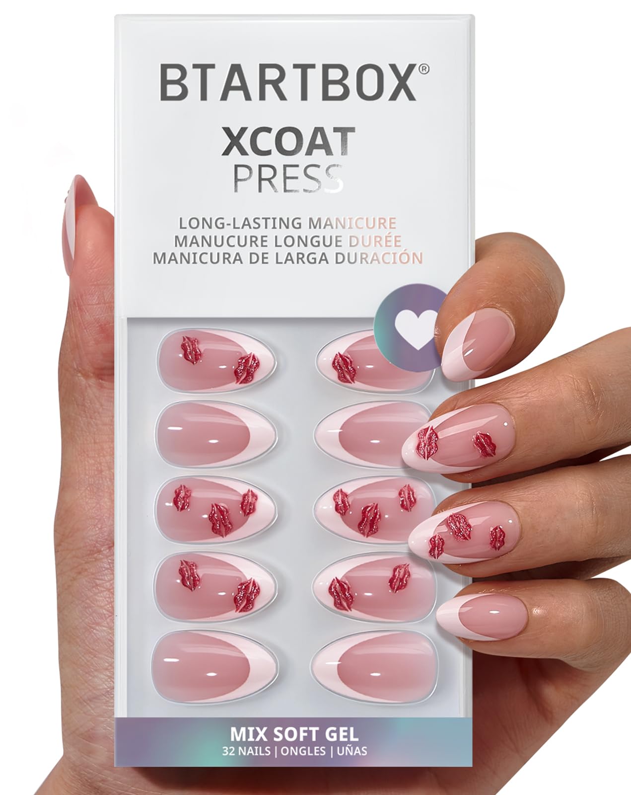 BTArtbox French Tip nails inside box with sizes for convenient at-home manicure.