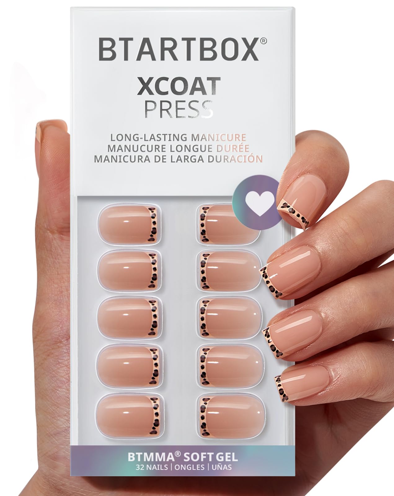 BTArtbox Dangerous Game nails in square leopard French tip ready for daily wear