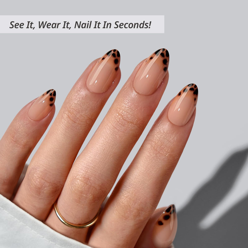 BTArtbox Espresso Leopard nails on hand highlighting chic look and long wear