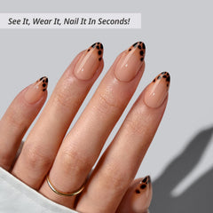 BTArtbox Espresso Leopard nails on hand highlighting chic look and long wear