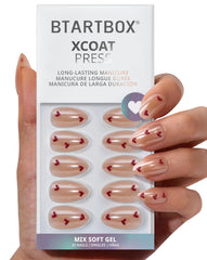 BTArtbox Feel My Love nails close-up showing almond shape and long-lasting wear.