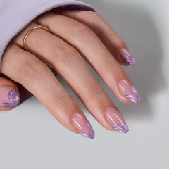 BTArtbox chrome almond press-on nails, lamp-curable for quick glam