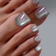 BTArtbox Galaxy Gleam toenails kit with chrome square tips for lasting wear.