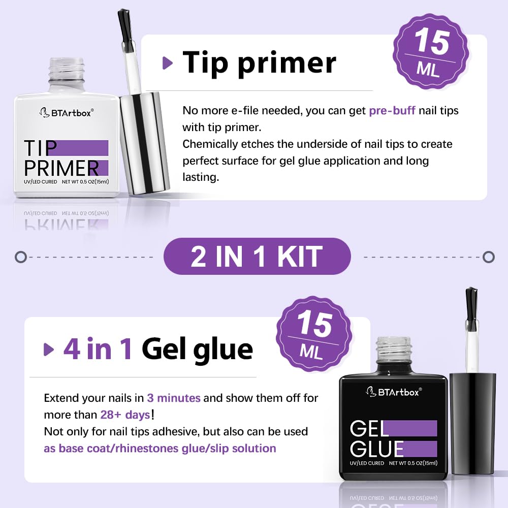 BTArtbox gel nail glue showing durable finish and chip resistance