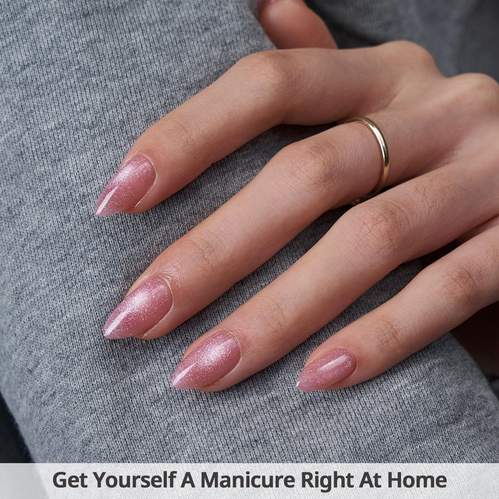 BTArtbox lamp-curable nails with pink cat-eye almond close-up
