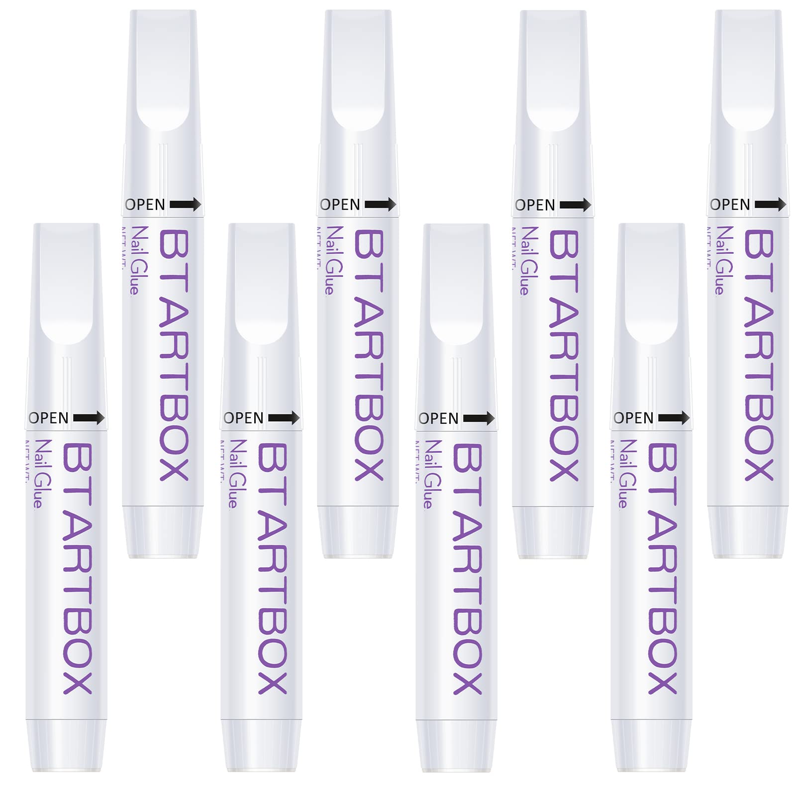 BTArtbox nail glue 8-tubes bundle offers strong, long-lasting bonds for DIY nails.