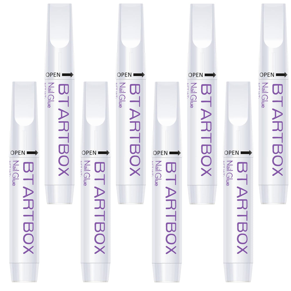 BTArtbox nail glue 8-tubes bundle offers strong, long-lasting bonds for DIY nails.