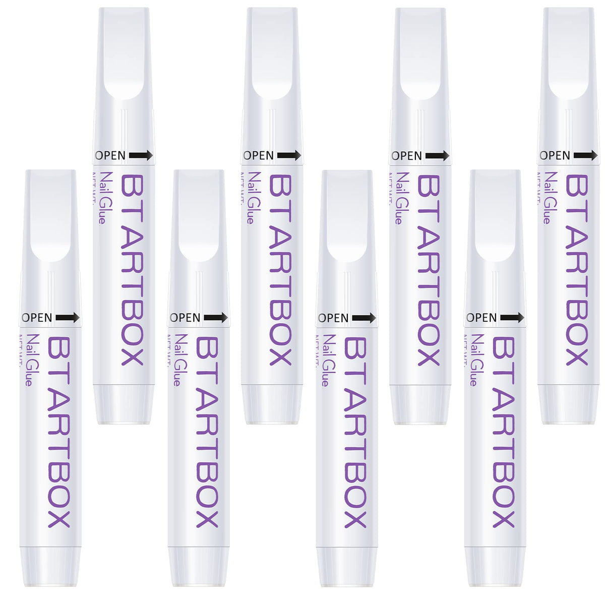 BTArtbox nail glue 8-tubes bundle offers strong, long-lasting bonds for DIY nails.