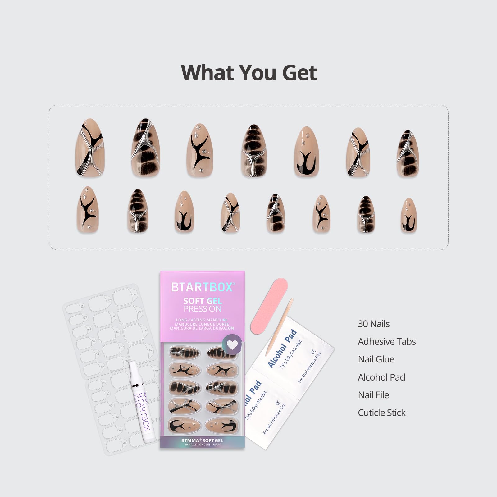BTArtbox nails with top coat for prolonged chip-free shine
