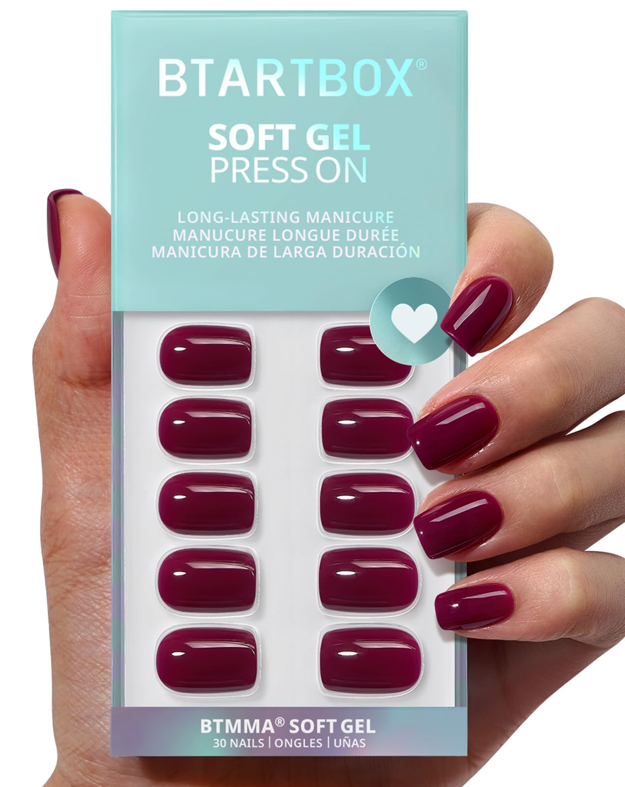 BTArtbox plum red squoval nails for everyday elegance