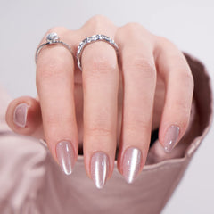 BTArtbox almond press-on nails with Falling Star cat eye design for a bold, salon-like look.