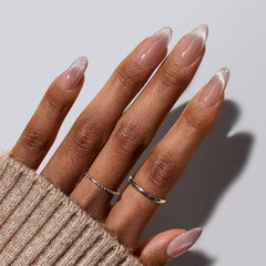 BTArtbox almond press-on nails with cat-eye French tip for everyday glam