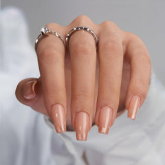 BTArtbox press-on coffin nails with gold rose French tips for an instant salon-style manicure.