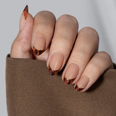 BTArtbox press on nails short almond winter French tip for chic style