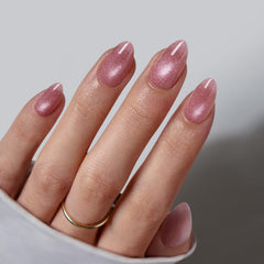 BTArtbox press-on nails in pink cat eye almond for elegant everyday wear