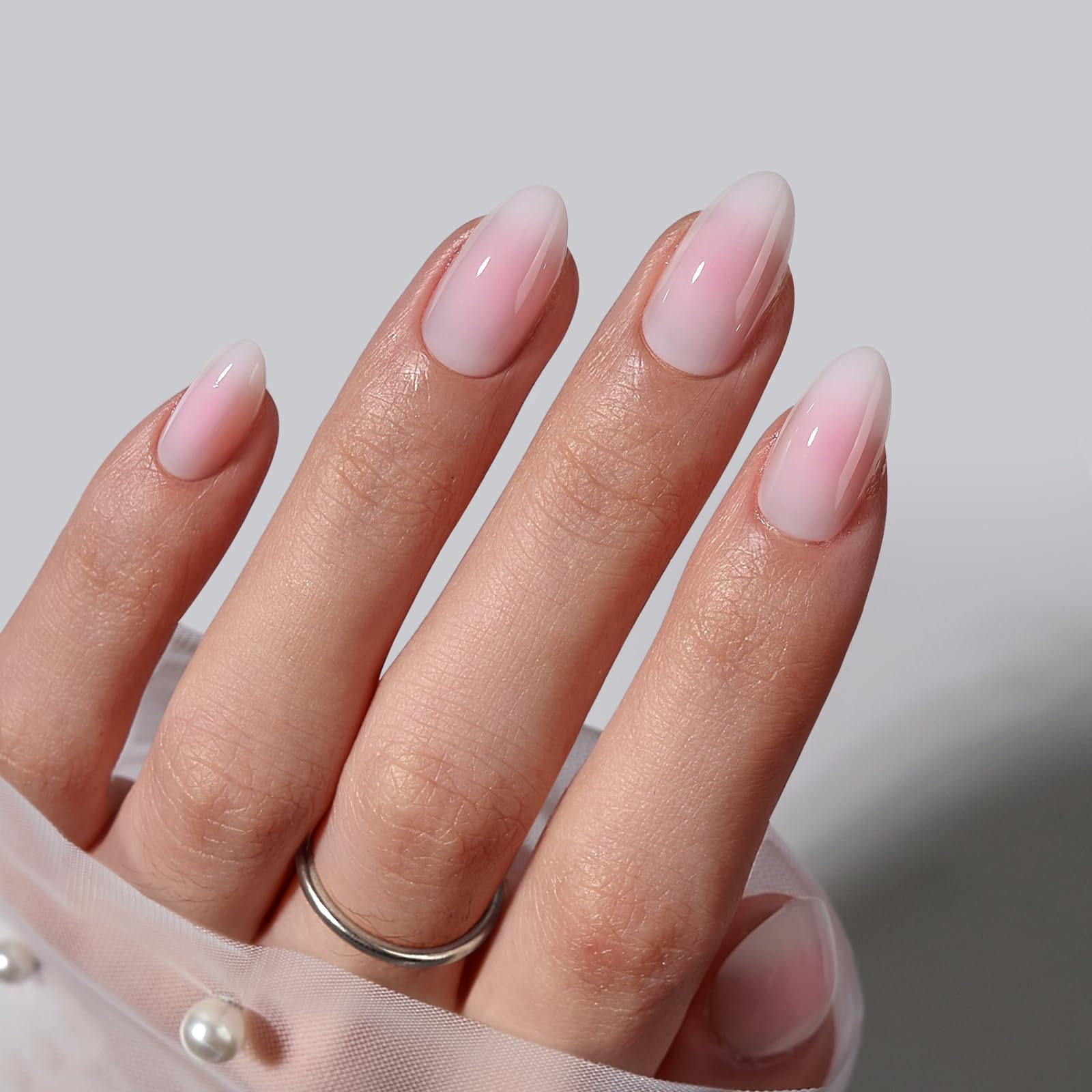 BTArtbox pink ombre almond nails on hand for everyday wear