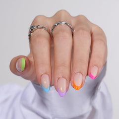 BTArtbox press-on nails short with soft gel French tip for a comfortable, salon-like look.