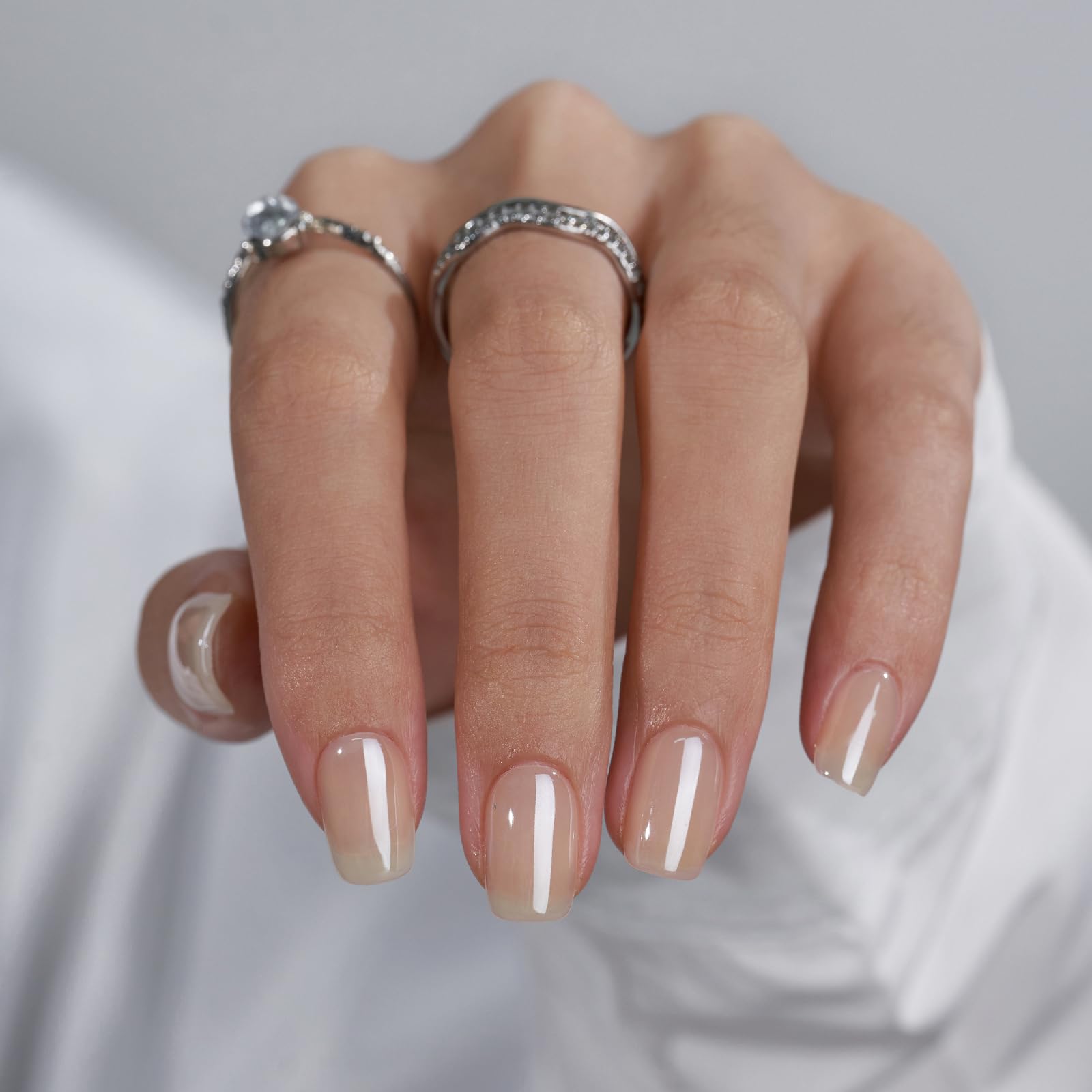 BTArtbox press on nails short square brown chrome finish for daily wear.