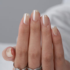 BTArtbox cream soda nails with brown chrome for quick salon-style manicure.