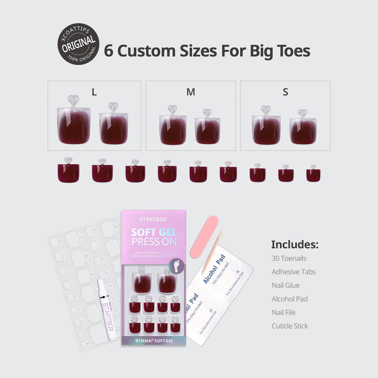 BTArtbox opaque red tips in square shape offer bold, elegant toe coverage