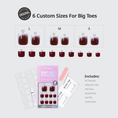 BTArtbox opaque red tips in square shape offer bold, elegant toe coverage