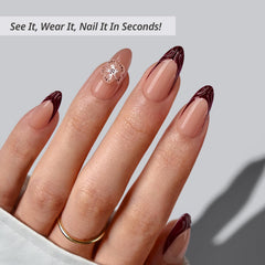 BTArtbox Rosewood brown French tip nails for day-to-night style.