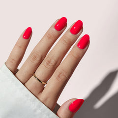 BTArtbox Salmon Pink oval nails front view for salon-ready nails